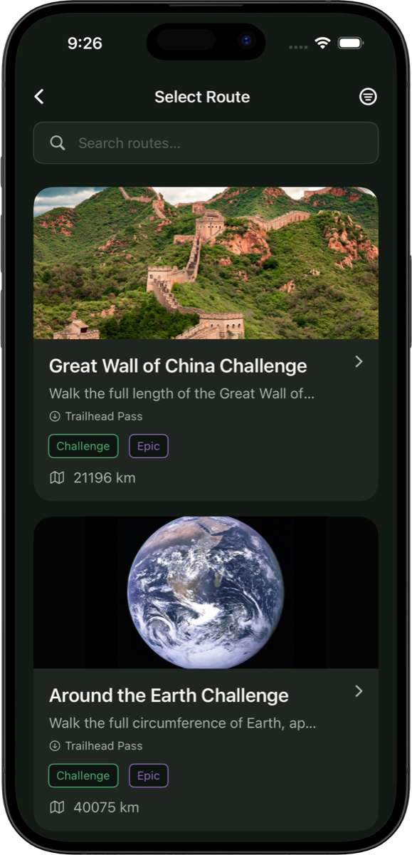 Choosing a route in Trekka.